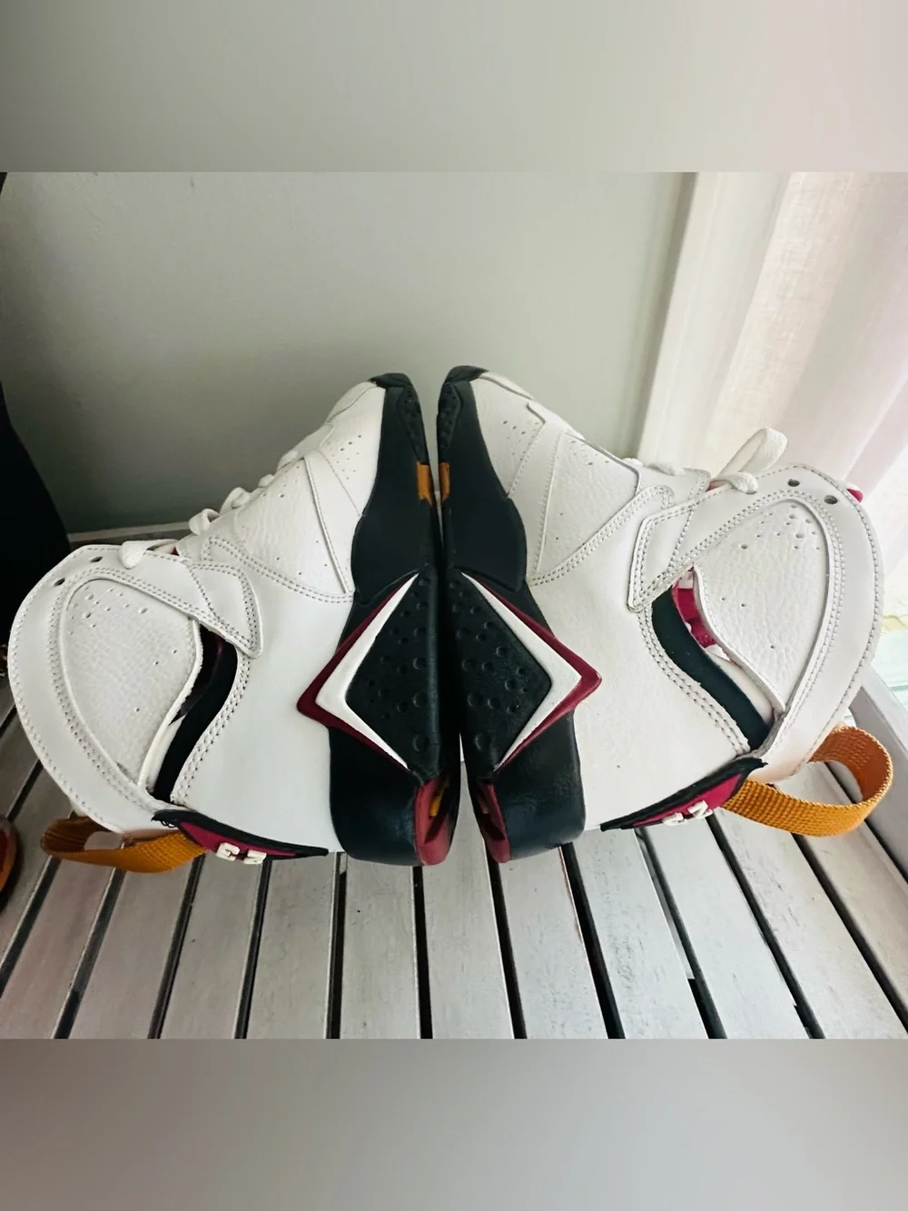 Air Jordan 7 Retro White Maroon Gold Basketball Sneakers - Picture 5 of 11